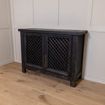 Black Distressed Lattice Cupboard