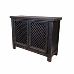 Black Distressed Lattice Cupboard