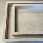 Set Of 2 Ivory Shagreen Vanity Trays