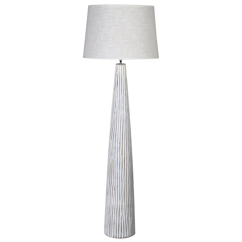Washed Striped Floor Lamp With Linen Shade