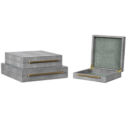 Set of 3 decorative faux shagreen boxes