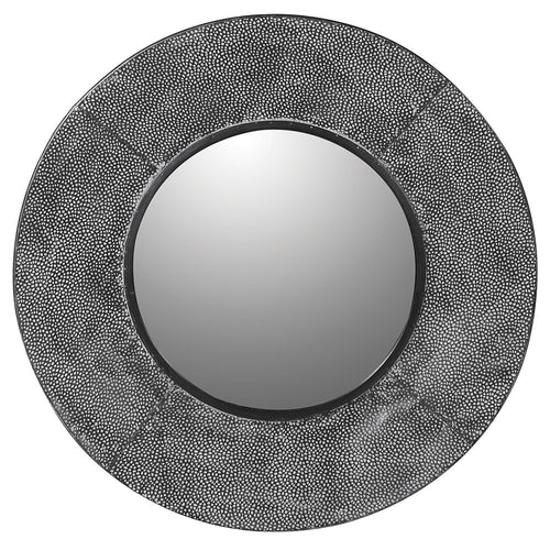 Textured Grey Round Wall Mirror