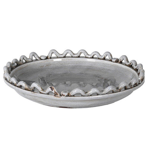 Large Grey Ceramic Wave Plate Bowl