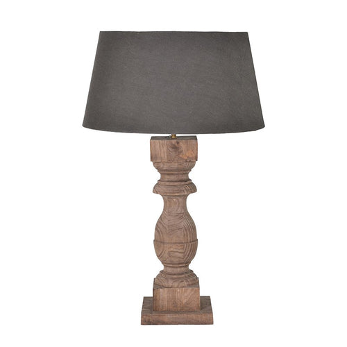 Chunky wooden lamp with shade