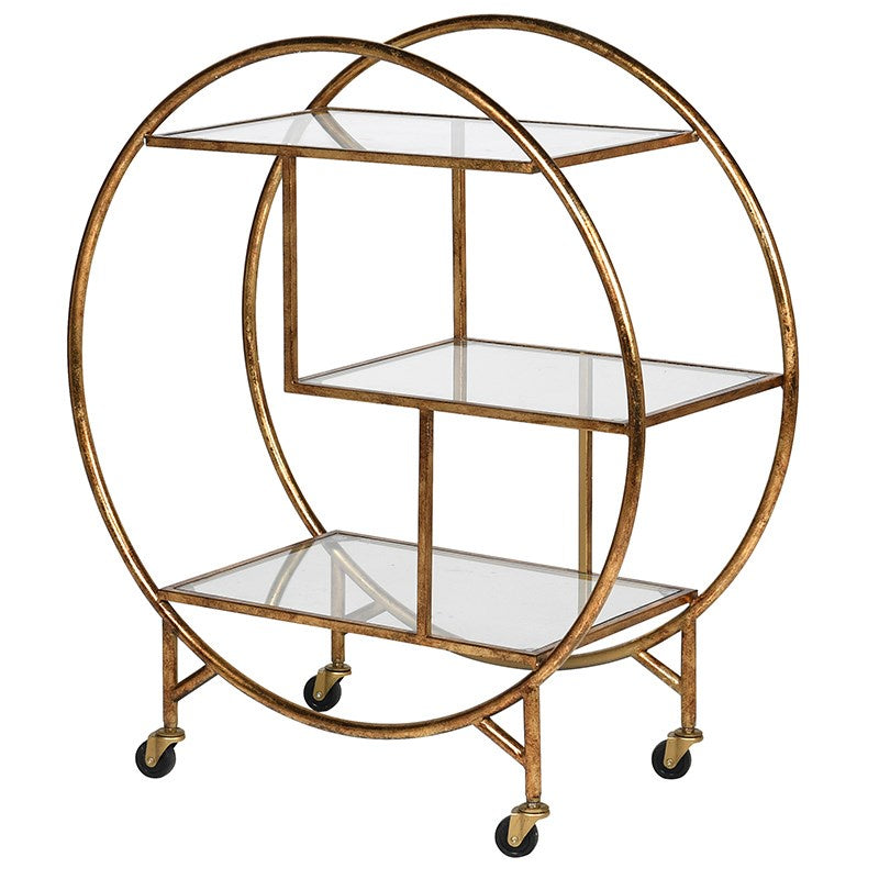 Gold Edged Drinks Trolley With Glass Shelves