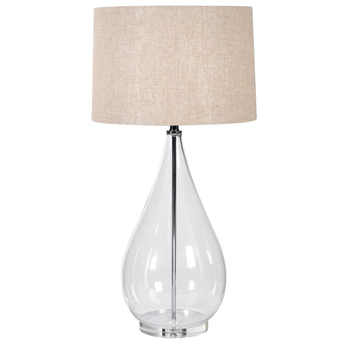 Tall Glass Lamp With Natural Shade