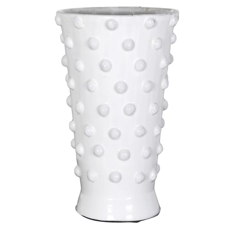 White terracotta glazed bobble vase