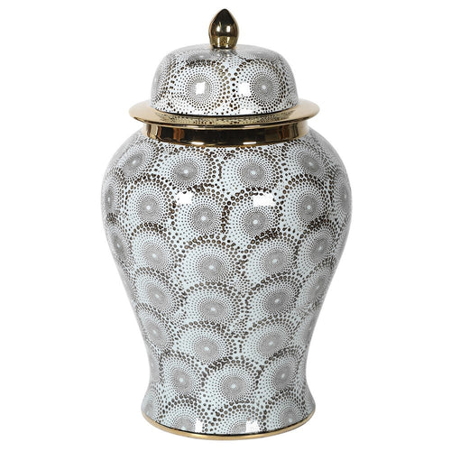 Grey and gold patterned ginger jar