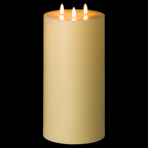 Tall Triple Flame LED Ivory Candle