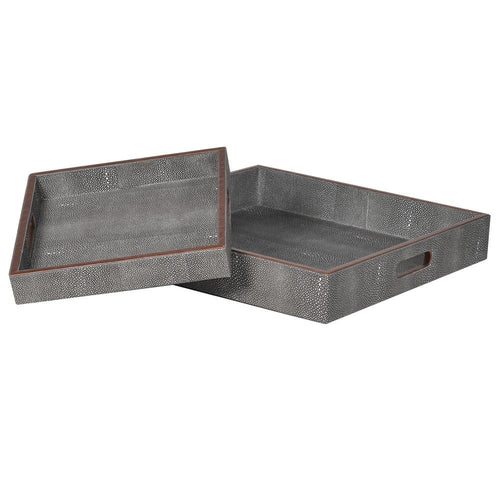 Set of 2 faux shagreen trays