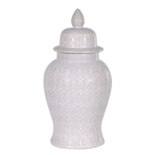 Large White Patterned Ginger Jar