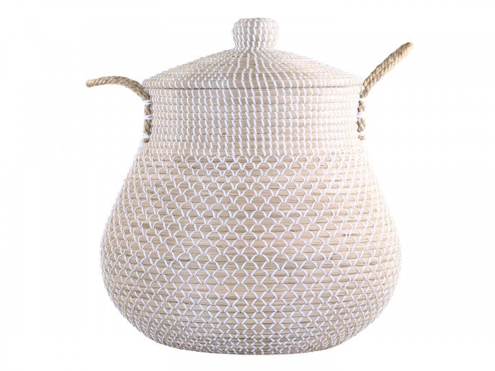 White And Natural Wicker Basket
