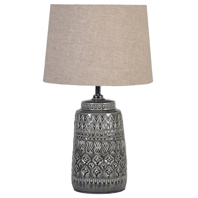 Small dark grey ceramic lamp