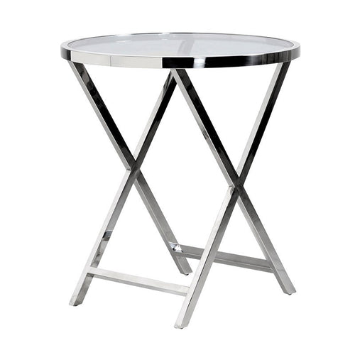 Steel and glass round end table