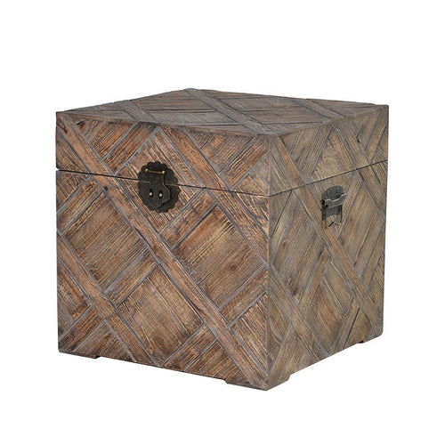Square wooden storage trunk