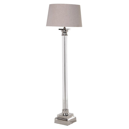 Nickel & Glass Floor Lamp With Shade