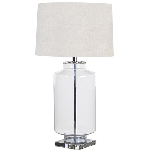 Glass cylinder lamp with shade