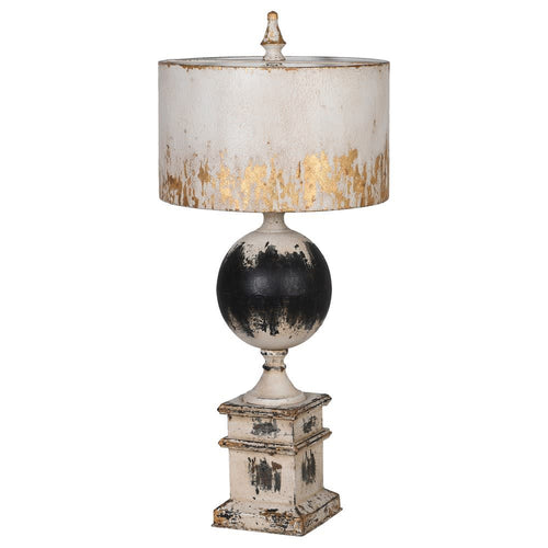 Distressed Black and cream iron table lamp