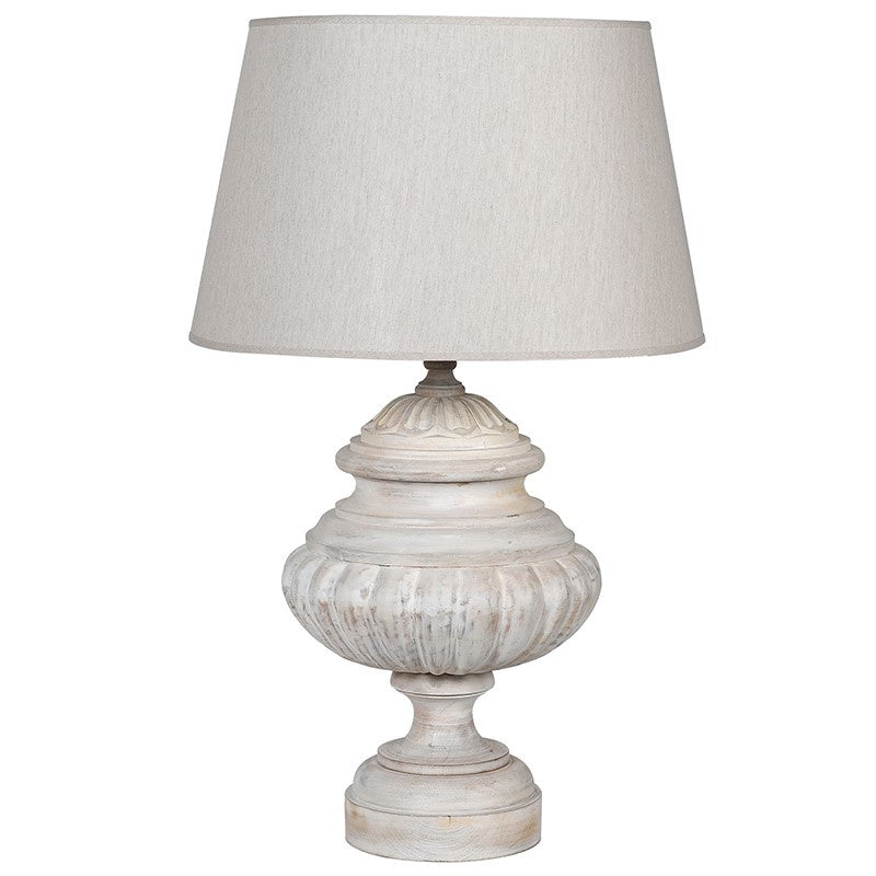 Whitewash Lamp & Linen Shade
