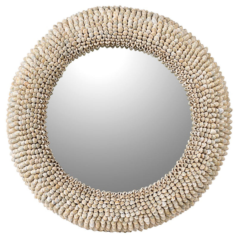 Natural shell round wall mirror