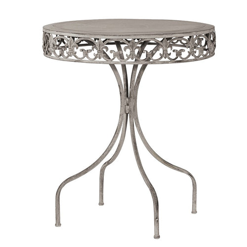 Grey wash metal round table