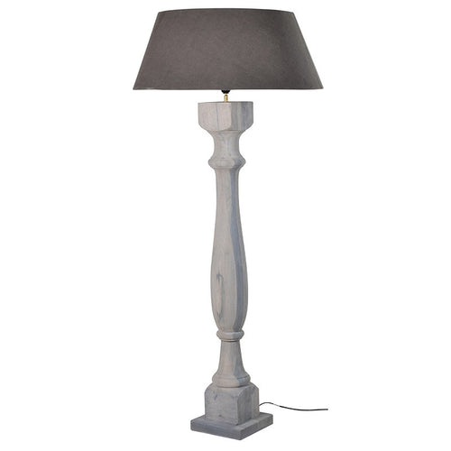 Chunky Grey Wash Wooden Floor Lamp With Shade