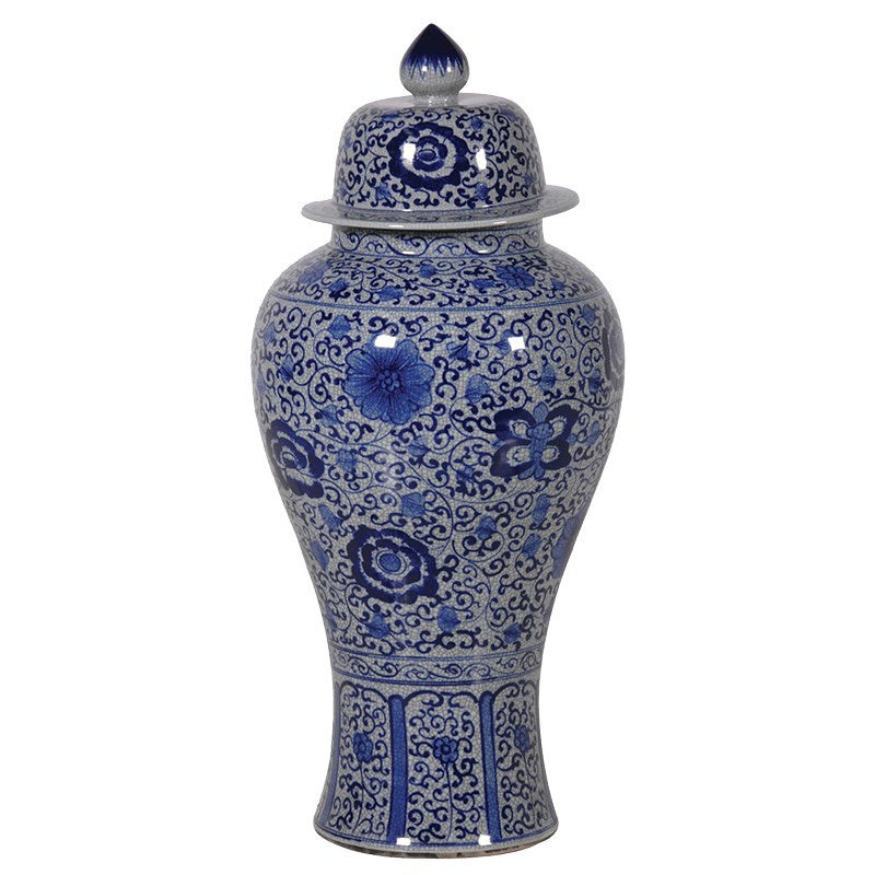 Large blue and white urn