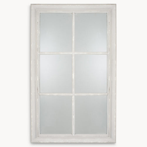 Grey distressed window mirror