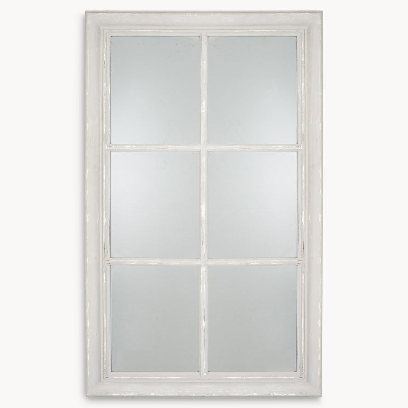 Grey distressed window mirror