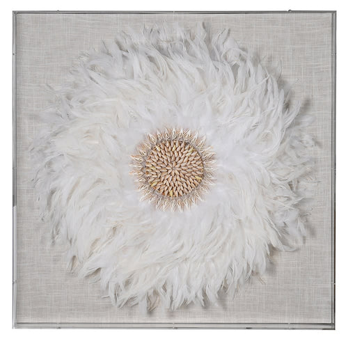 Feather and shell wall art