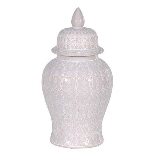 Small White Patterned Ginger Jar