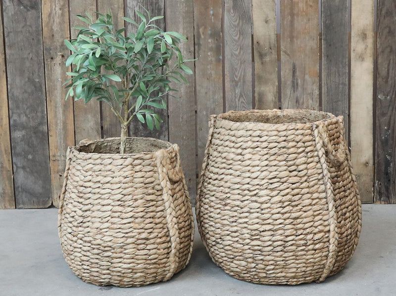 Large braided cement flower pot