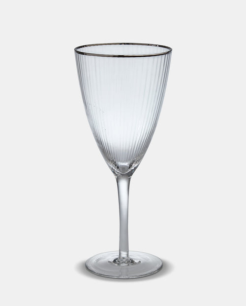 Set Of 4 Silver Rim Wine Glasses