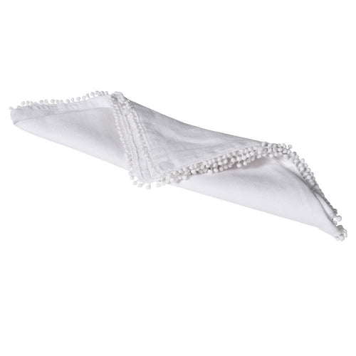 Set of 4 white bobble edge napkins