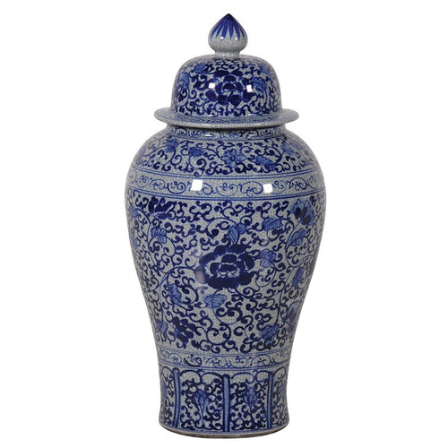 Small blue and white urn