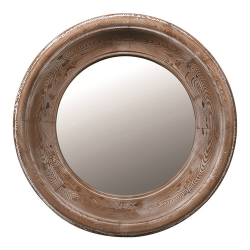 Round Wooden Chunky Mirror