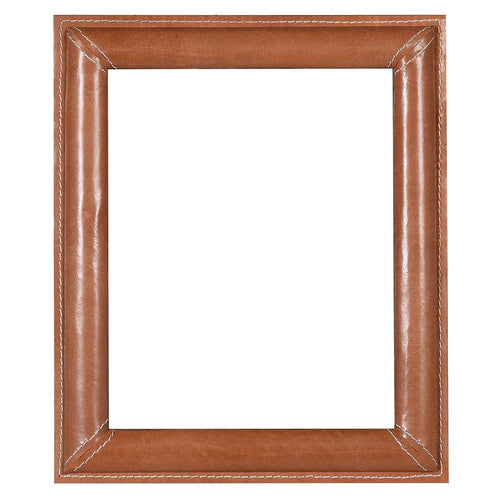 Large tan leather picture frame