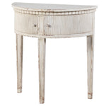 Distressed wooden half round table