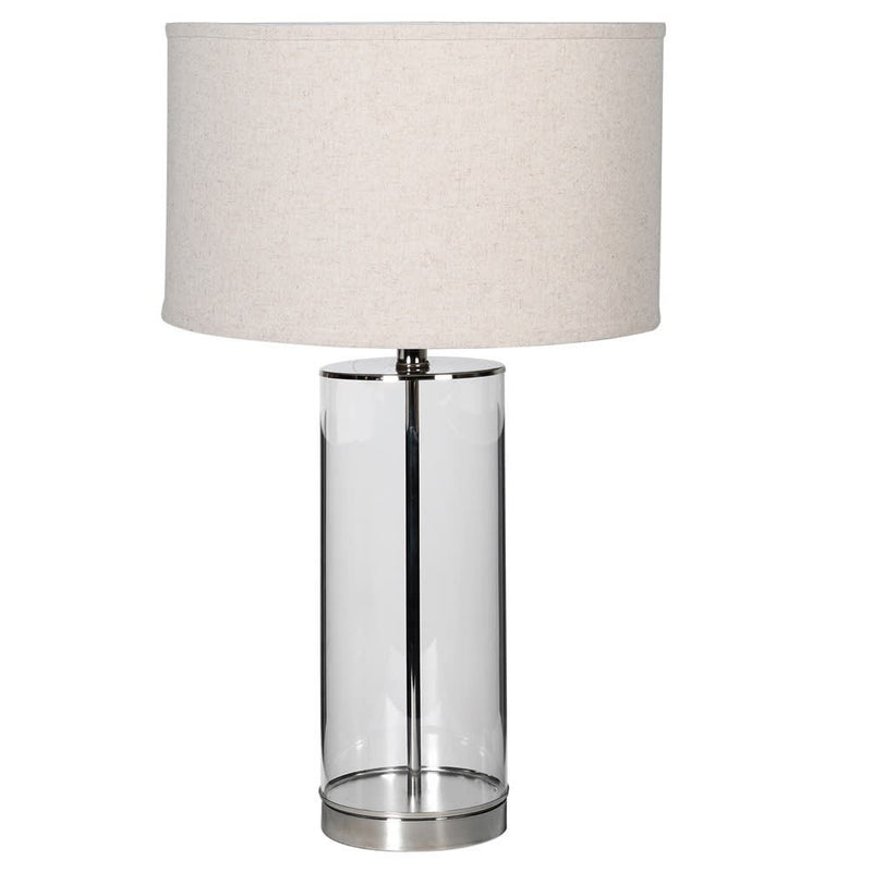 Glass cylinder table lamp with shade