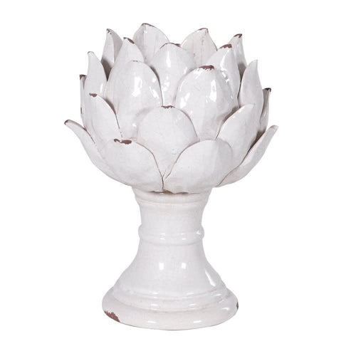 Distressed Ceramic Flower Candle Holder
