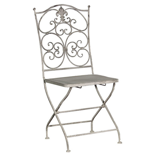 Grey wash metal folding chair