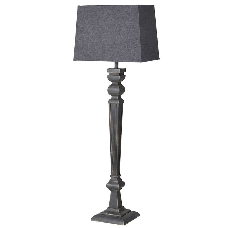 Extra Tall Black Lamp with Grey Shade