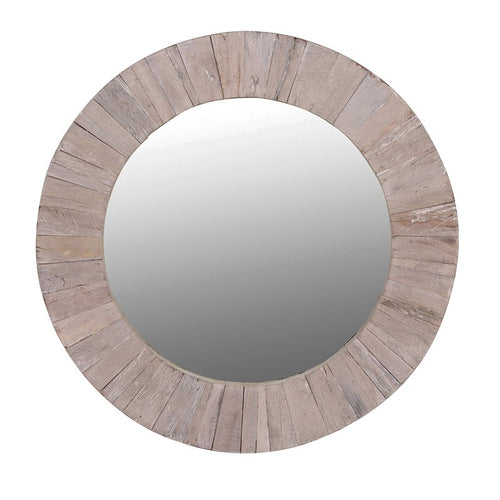 Chunky round wooden mirror