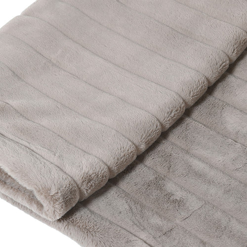 Taupe Faux Fur Striped Throw