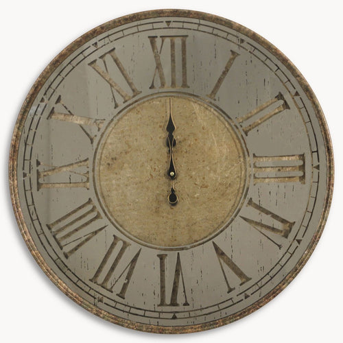 Antiqued Mirrored Wall Clock