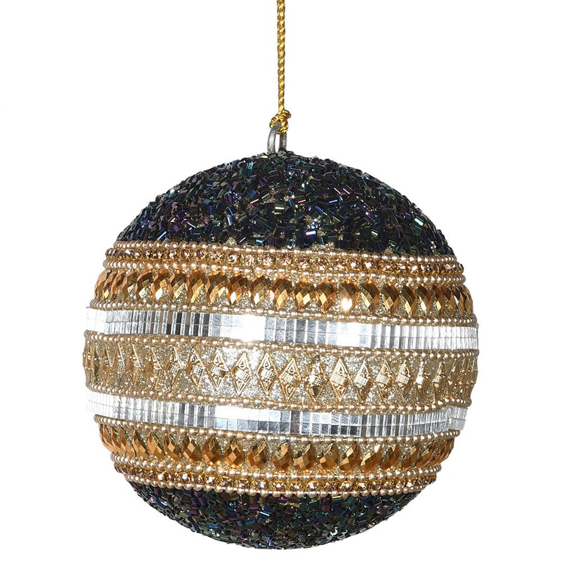 Black And Gold Beaded Bauble