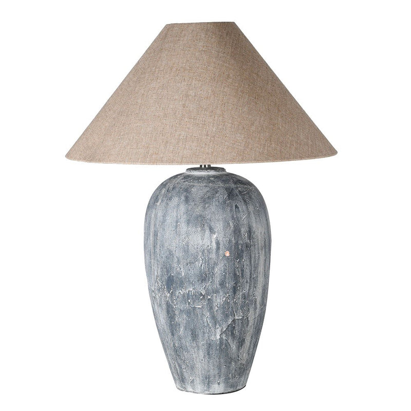 Blue Washed Lamp With Linen Shade
