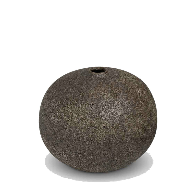 Brown Ceramic Textured Round Vase