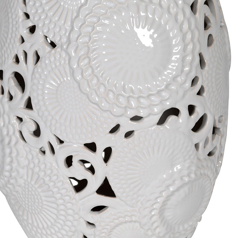 White Ceramic Detailed Table Lamp