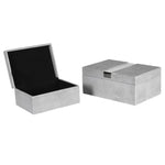 Set Of 2 Silver Trim Shagreen Boxes